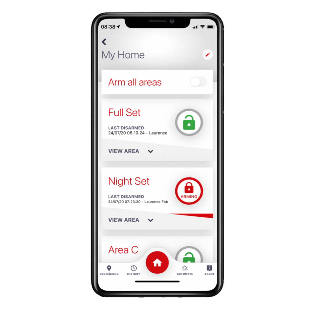 Pyronix home control panel forming part of a burglar alarm system in Kent