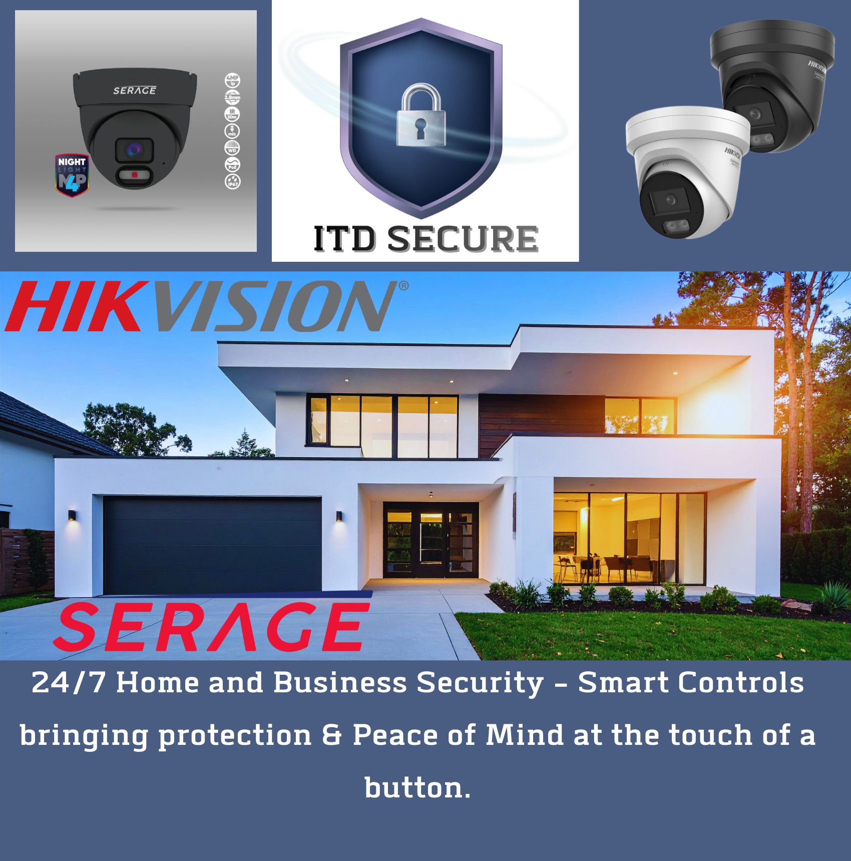 CCTV Installation information set around a white modern house
