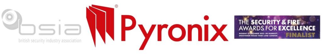 British Security Industry Association, Pyronix and Security and Fire Awards for Excellence finalist logos