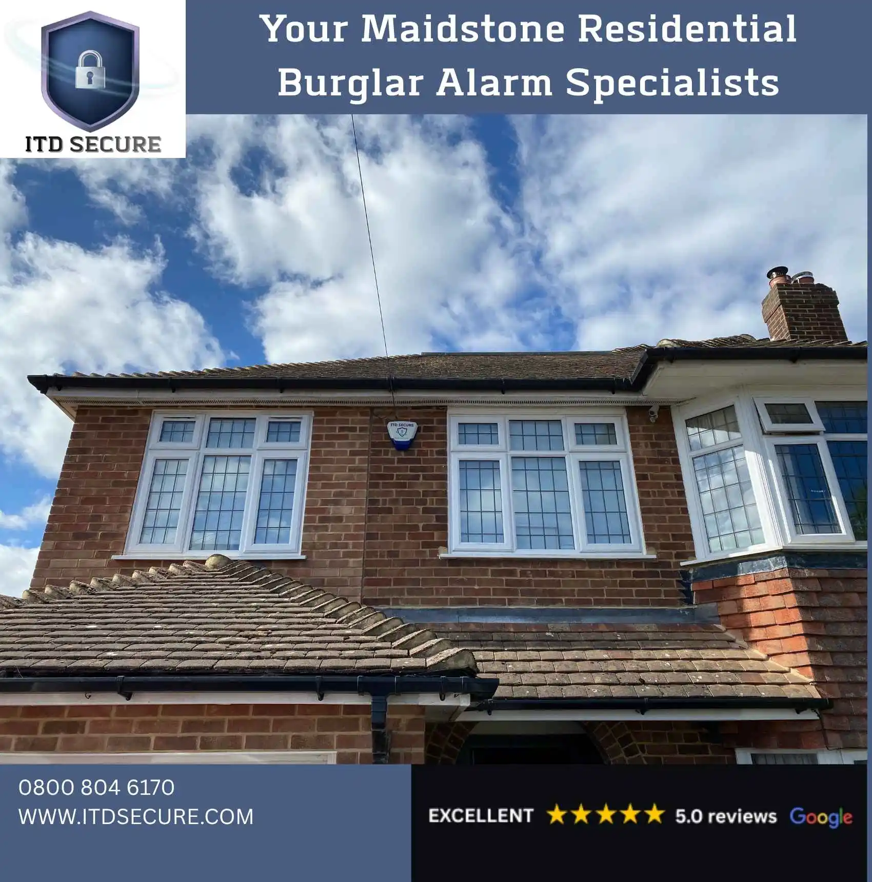 Burglar alarms on semi detached house in Bearsted, Maidstone installed by ITD Secure
